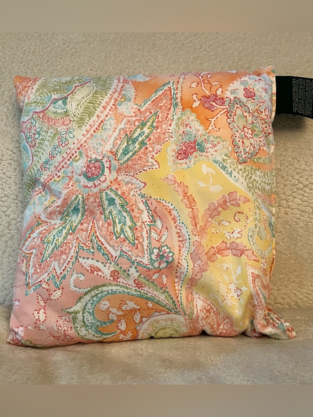 Lauren Ralph Lauren Paisley Pastel Throw Pillow Square Italian Cotton 14in